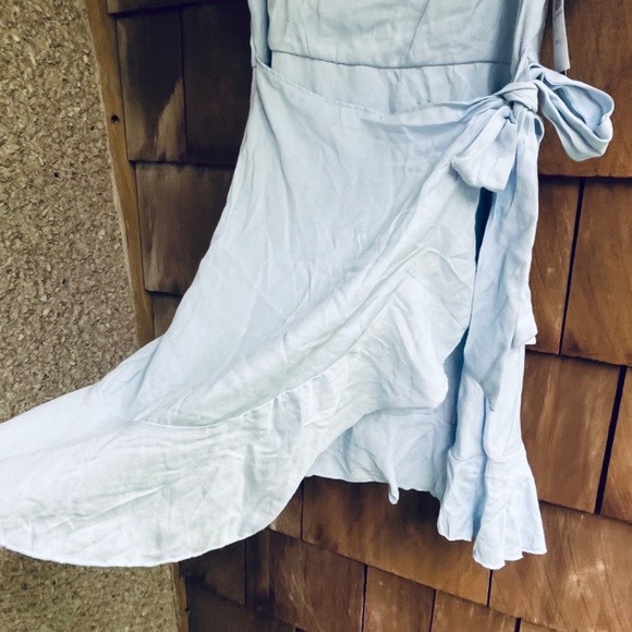 Trixxi Women’s Juniors Fit & Flare Mini Light Blue Dress Short Sleeve Ruffle - Picture 7 of 17